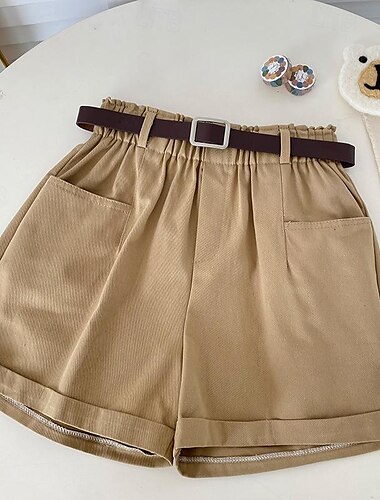  Damen Shorts Kurze Hosen Casual Kurz Glatt Seitentaschen Atmungsaktivität Komfortabel Mikro-elastisch Wochenende Schwarz Weiß Khaki Aprikose Sommer Regular Fit