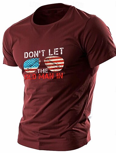  Herren Buchstabe Amerikanische US-Flagge Musikinstrument T Shirt T-Shirt Baumwolle Kurzarm Grafik Hemd Schwarz Wein Armeegrün Bequemes T-Shirt Urlaub Party Modedesigner-Kleidung