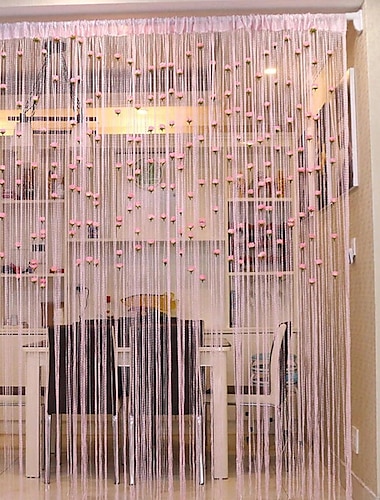  Türvorhang aus Rosengarn, 39x79 Zoll Türvorhang aus Rosengarn, Sichtschutz-Türrahmen-Quaste, Türvorhang aus Rosengarn für Heimdekoration, Türfenster, Valentinstag