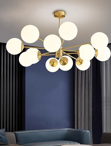  LED-Pendelleuchte, schlicht, goldfarben, magische Bohne, molekular, E27, nordisch, postmodern, Licht, Luxus, 95 cm, 12 Köpfe, Schlafzimmer, Esszimmer, 110–240 V'