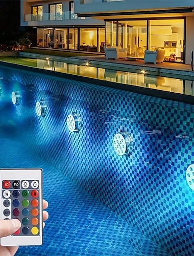  Submersible LED Pool Light, RGB Color Changing 13-LED Magnetic - Wireless Remote Control, Waterproof for Pool, Aquarium, Bathtub Decor,  Parties, Holidays, Garden Fountain