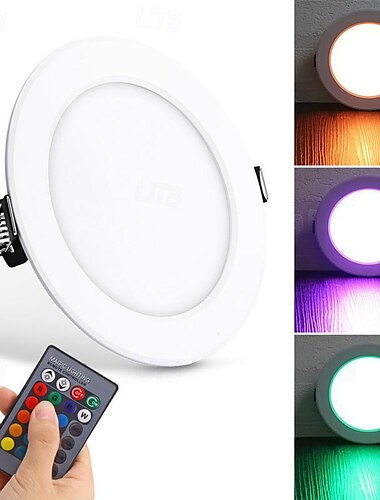  Умный потолочный светильник RGB, встраиваемый светильник, 5 Вт/10 Вт, 85 В-265 В, светодиодный красочный светильник с дистанционным управлением, встраиваемое освещение