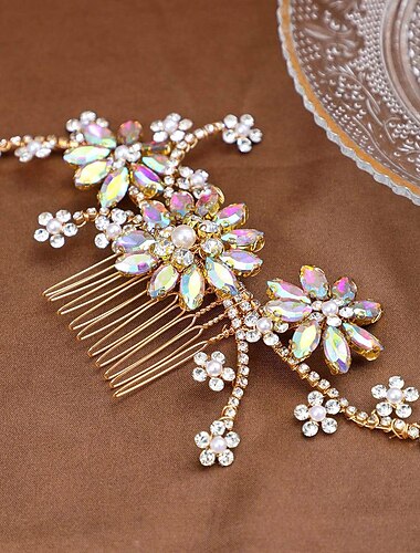  Haarkämme Kopfschmuck Strass Aleación Hochzeit Cocktail Elegant Luxus Mit Kunstperlen Kristall Verzierung Kopfschmuck Kopfbedeckung
