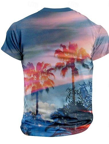  グラフィック 木 デザイナー レトリ／ヴィンテージ 男性用 3Dプリント Tシャツ ヘンリーシャツ ストリート カジュアル 日常 Tシャツ レインボー 半袖 ヘンリー シャツ 夏 春 衣類 S M L XL XXL 3XL