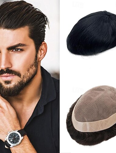  parrucchino da uomo fine mono parrucca da uomo resistente capillare protesi per capelli maschili parrucca naturale dei capelli umani per uomo traspirante sistema capillare da uomo 6x8 7x9 8x10