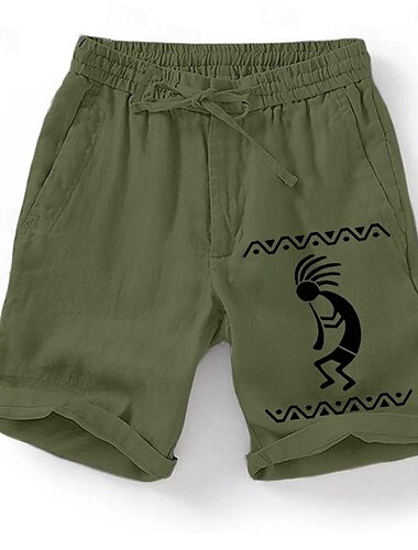  Herren Graphic Kokopelli Shorts Kurze Hosen Sommer-Shorts Lässige Shorts Mittlere Taillenlinie Strassenmode Designer Ethnischer Stil Casual Täglich Festtage Tasche Kordelzug Elastische Taille Designer