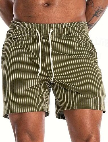 Homens Shorts de moletom Calção Shorts de verão Shorts de 3 polegadas Bolsos Com Cordão Cintura elástica Listra Conforto Curto Esportes Diário Para Noite Moda Casual Preto Rosa Micro-Elástica