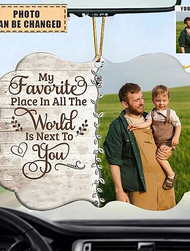 زخرفة أكريليك مخصصة للصور، زخرفة سيارة - هدايا لعيد الأم، عيد الحب بين الزوجين - مكاني المفضل في كل العالم بجوارك