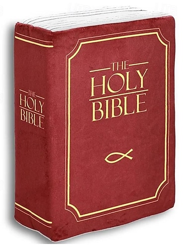 bibel bok form pute kan åpnes rødt deksel til seng stue kjøkken