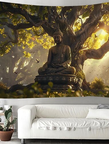  Boho Buddha Baum des Lebens Wandteppich Wand Kunst großer Wandteppich Wandbild Dekor Fotografie Hintergrund Decke Vorhang Haus Schlafzimmer Wohnzimmer Dekoration
