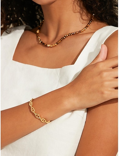  Mulheres Bracelete Prata Dourado Latão Elegante Diário Metálico