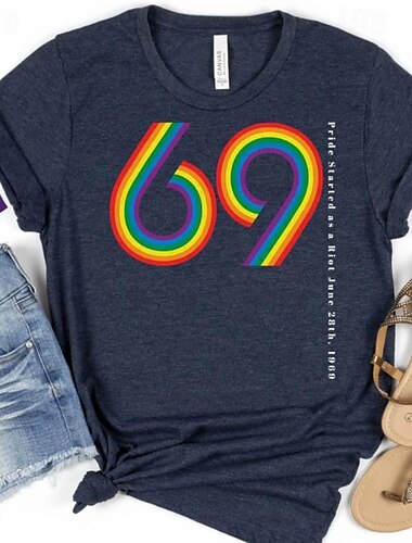  LGBTQ T-Shirt Camisas del Orgullo Arco iris 69 lesbiana Homosexuales Para Unisexo Adulto Víspera de Todos los Santos Carnaval Mascarada Estampado en caliente Desfile del orgullo Mes del Orgullo
