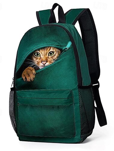  Süßer 3D-Katzenrucksack mit zerrissenem Wanddruck – Schultasche mit großem Fassungsvermögen für Mädchen, Teenager und Katzenliebhaber, leichte Büchertasche für den täglichen Gebrauch oder auf Reisen