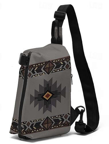  Homens Bolsa crossbody Bolsa de ombro Bolsa Transversal Poliéster Ao ar livre Diário Feriado Ziper Estampado Grande Capacidade Leve Transporte múltiplo Totem Nacional Amarelo Terra Cinzento