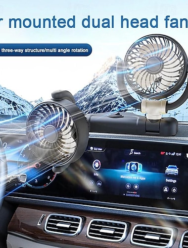  1 Stück im Auto montierter Doppelkopflüfter zur Kühlung von Kühlfahrzeugen, Minivan-Klimaanlagenlüfter, USB-Stecker