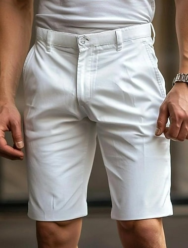 Homens Calção Shorts Chino Bermudas Bolsos Tecido Conforto Respirável Comprimento do joelho Ao ar livre Diário Para Noite Moda Roupa de rua Preto Branco Micro-Elástica   Homens Calção Shorts Chino Bermudas Bolsos Tecido Conforto Respirável Comprimento do joelho Ao ar livre Diário Para Noite Moda Roupa de rua Preto Branco Micro-Elástica