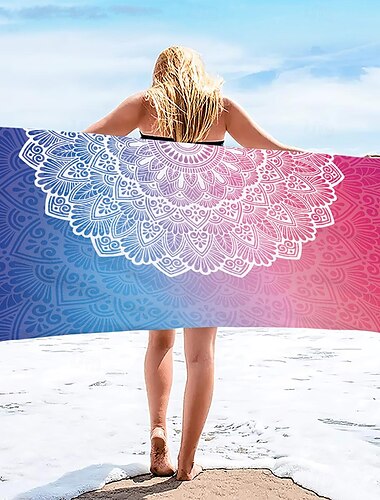  strandlaken 100% microvezel mandala-serie oversized strandlaken, 35"x70", grote zwemhanddoek voor tieners, volwassenen, sneldrogend, absorberend, zacht, veelzijdig voor reizen, bad en zwembad 80x160cm