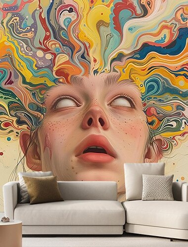  coole Tapeten Wandbild trippige psychedelische Person Tapete Wandaufkleber Belag Druck Klebstoff erforderlich Leinwand Wohnkultur