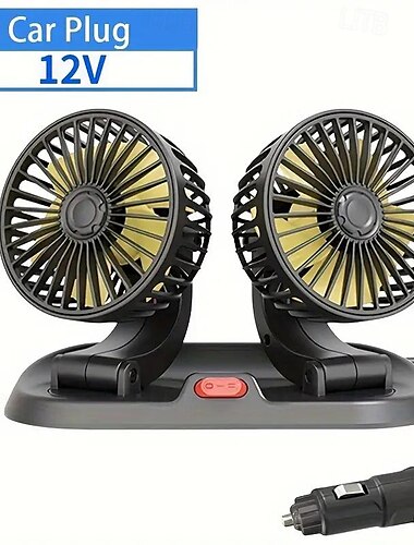  USB-Lüfter fürs Auto mit zwei Köpfen – hohe/niedrige Geschwindigkeiten einstellbar, 5 V/12 V/24 V Leistung – mühelose Kühllösung fürs Auto für tragbaren Komfort