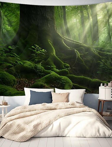  المناظر الطبيعية الغابات شعاع شنقا نسيج جدار الفن نسيج كبير جدارية ديكور صورة خلفية ستارة بطانية غرفة نوم المنزل غرفة المعيشة الديكور