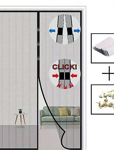  Magnetische Fliegengittertür tragbar Fliegen- oder Insektenscreen magnetisch Durchgang für Schiebetür Garage Patio Küche Wohnzimmer Fensterraum Schlafzimmer Bar Haustier und Kind einfache Eingabe