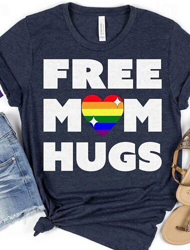 LGBTQ T-Shirt Camisas del Orgullo Arco iris Abrazos gratis de mamá lesbiana Homosexuales Para Unisexo Adulto Víspera de Todos los Santos Carnaval Mascarada Estampado en caliente Desfile del orgullo
