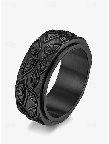  Herre Ring Stål Sort Guld Titanium Stål Punk Årgang Sej