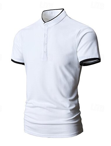  Herren Golfhemd Golfpolo Arbeit Casual Ständer Kurzarm Basic Modern Farbblock Patchwork Taste Frühling Sommer Regular Fit Schwarz Weiß Rosa Rote Marinenblau Blau Golfhemd