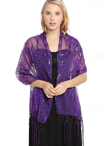  Schals Wickeltücher für Frauen Elegant Brautkleidung Ärmellos Chiffon Hochzeit Schals Mit Paillette Für Party Frühling Sommer