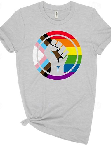  LGBTQ T-Shirt Camisas del Orgullo Arco iris Bandera del puño del orgullo lesbiana Homosexuales Para Unisexo Adulto Víspera de Todos los Santos Carnaval Mascarada Estampado en caliente Desfile del