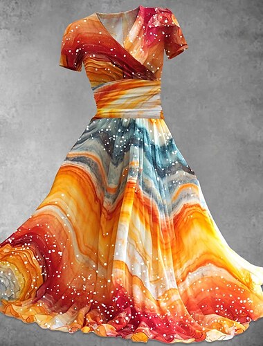  LGBT LGBTQ Rainbow Carnival Costume Swing Dress Flare Dress Cosplay Women's Adults' Pride Parade Pride Month Masquerade Easy Carnival Costume