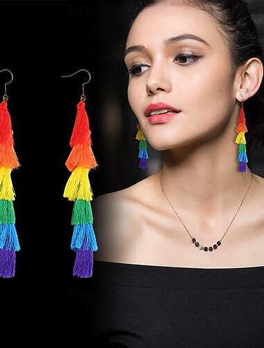 LGBTQ Arco iris Pendientes Adulto Mujer Homosexuales lesbiana Desfile del orgullo Mes del Orgullo Mascarada Disfraz de carnaval fácil