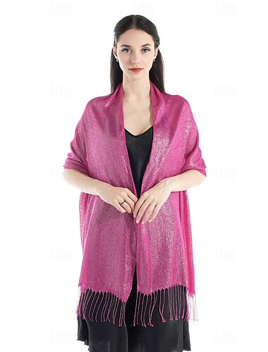  Schals Wickeltücher für Frauen Elegant Strahlend & Funkelnd Ärmellos Polyester Hochzeit Schals Mit Pure Farbe Für Party Frühling Sommer