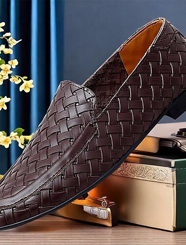  Herr Tofflor och Slip-Ons Komfort Loafers Penny Loafers Läder Bekväm Halksäker Loafers Mörkbrun Svart Vit