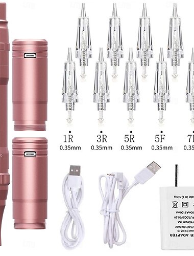  Basekey Permanent Make-up PMU-Maschinenset – kabelloses Tattoomaschinenset mit 2 wiederaufladbaren Lithiumbatterien, Netzteil und 10 PMU-Tintenpatronen – Micro Blade liefert geräuscharmes