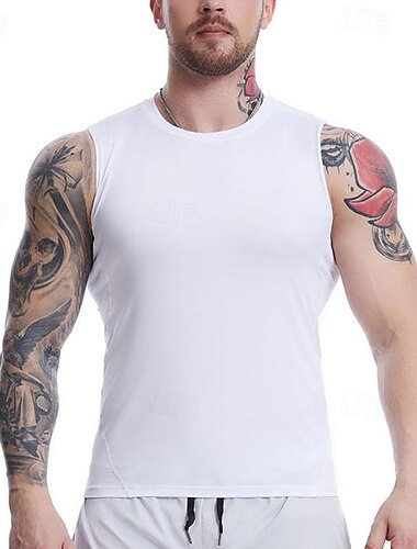  Herren T-Shirt Weste für Wanderer Ärmellos Rundhalsausschnitt Muskelshirt Ärmelloses Hemd Tanktop Außen Schnelltrocknend Weich Schweißableitend Polyester Schwarz Weiß Rot Klettern Camping / Wandern