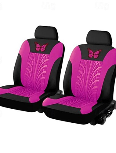  fyautoper Neue 5/2-Sitzer-Autositzbezüge mit Utterfly-Musterstickerei, universeller, atmungsaktiver Stoff, Airbag-sicher, SUV-Sitzschutz, Zubehör