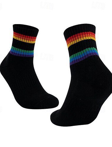  Herren 2er Pack Mehrfachpackungen Socken Socken Stricken Laufsport Socken Freizeitsocken Schwarz Weiß Farbe Regenbogen Sport & Natur Täglich Urlaub Grundlegend Mittel Frühling Herbst Modisch