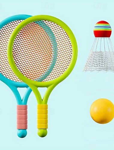  Набор ракеток для бадминтона и тенниса – интерактивная игра и развивающая игрушка – идеальный подарок на день рождения – в комплект входит красный или желтый мяч