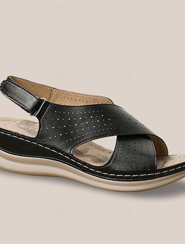  Damen Mules Sandalen mit Keilabsatz Komfort Mikrobielles Leder Schnalle Schwarz Blau Braun