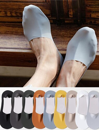  Calcetines náuticos de seda helada para hombre, calcetines finos antideslizantes para primavera y verano para mujer, calcetines de fondo de algodón con tacones altos, calcetines invisibles de boca