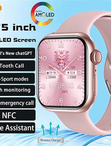  696 HK9MINI Reloj inteligente 1.75 pulgada Pulsera inteligente Bluetooth Podómetro Recordatorio de Llamadas Seguimiento del Sueño Compatible con Android iOS Mujer Hombre Llamadas con Manos Libres