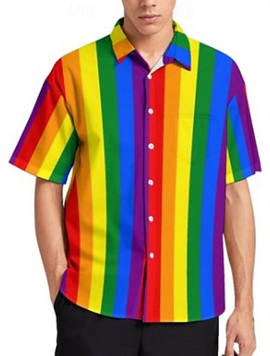  ΛΟΑΤ LGBTQ Σημαία του Ουράνιου Τόξου Μπλούζα / Πουκάμισο Ουράνιο Τόξο Γραφικό Για Ανδρικά Ενηλίκων Μασκάρεμα 3D εκτύπωση Παρέλαση Υπερηφάνειας Μήνας υπερηφάνειας