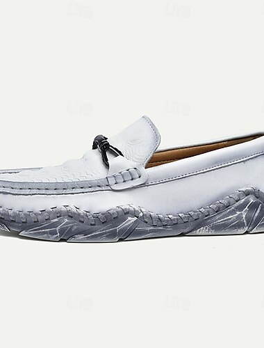  Herren Loafer & Slip On Penny Loafers Leder Komfortabel Rutschfest Halbschuhe Silber Schwarz Weiß
