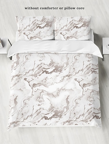  3-teiliges Set mit Daunenbettbezügen aus 100 % Baumwolle mit 3D-Druck in Schwarz und Weiß mit Marmor-Motiv für Hotelschlafzimmer und Gästezimmer, bequeme Bettwäschesets