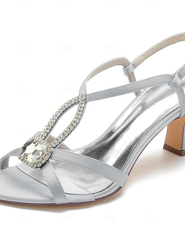  Per donna scarpe da sposa Matrimonio Feste Giornaliero Tinta unita Sandali da sposa Scarpe da sposa Scarpe da damigella d'onore Con diamantini Brillantini Quadrato Occhio di pernice Elegante Raso