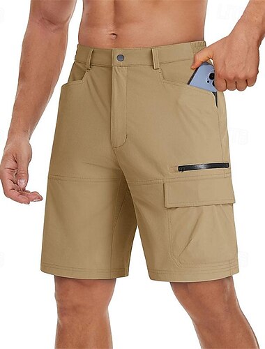  Men's Athletic Shorts Cargo Shorts Outdoor Shorts Hiking Shorts Buttons Pocket Plain Waterproof Breathable Short Outdoor Camping & Hiking Going out Sports Casual Black Green