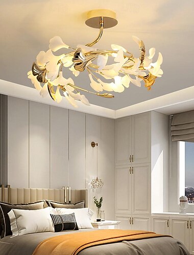  أدى ضوء قلادة 3-لون ضوء 60/80 سنتيمتر 6/8-light الإبداعية الجنكة ورقة السقف ضوء دافئ رومانسية زهرة ضوء السقف g9 المعادن السبوتنيك تصميم غرفة المعيشة المقاهي 110-240 فولت