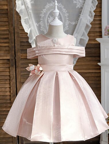  kinderkleidung Mädchen Kleid Party Kleid Feste Farbe Ärmellos Leistung Besondere Anlässe Rüschen Täglich Prinzessin Polyester Midi Skater-Kleid Sommer Frühling 2-12 Jahre Mehrfarbig Hellgrün Rosa