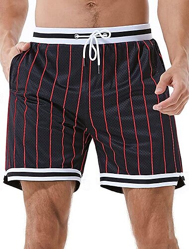  Herren Sportliche Shorts Basketball-Shorts Kurze Sporthose Sport Shorts Mesh-Shorts Tasche Kordelzug Elastische Taille Streifen Komfort Kurz Sports Outdoor Täglich Ausgehen Modisch Brautkleider